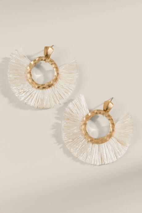 Francesca's Shawna Tassel Fan Earrings - Ivory