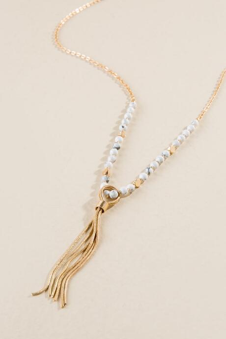 Francesca's Melinda Howlite Tassel Pendant - White
