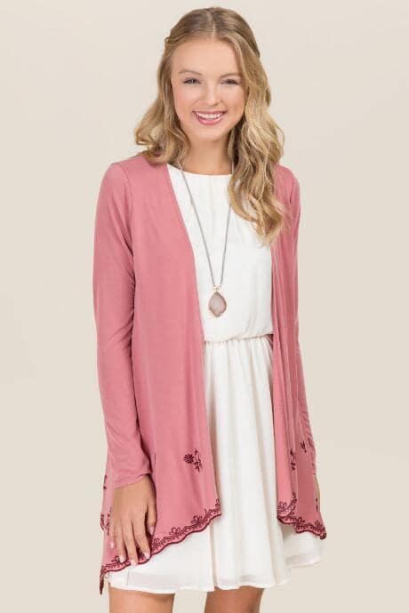 Mi Ami Sydnee Embroidered Cupro Wrap - Rose