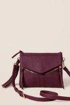 Francesca's Delaney Tassel & Zipper Distressed Crossbody - Wine