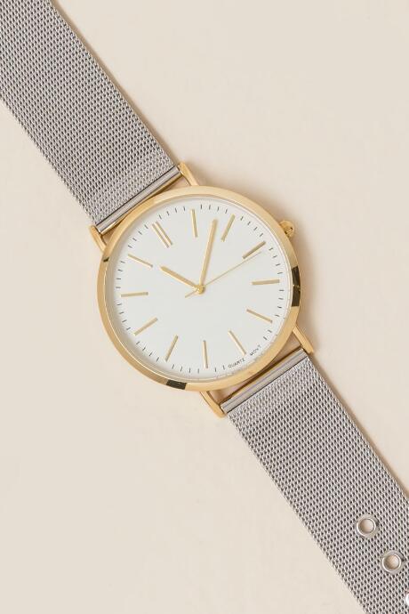 Francesca's Candice Mesh Band Watch - Mixed Plating