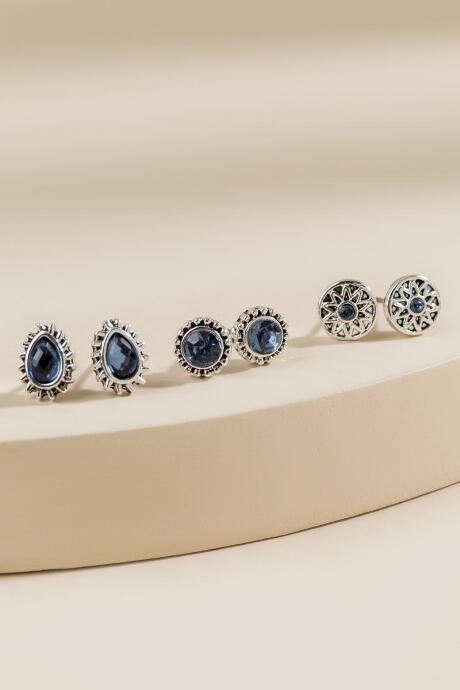 Francesca's Shania Boho Stud Earring Set - Light Blue