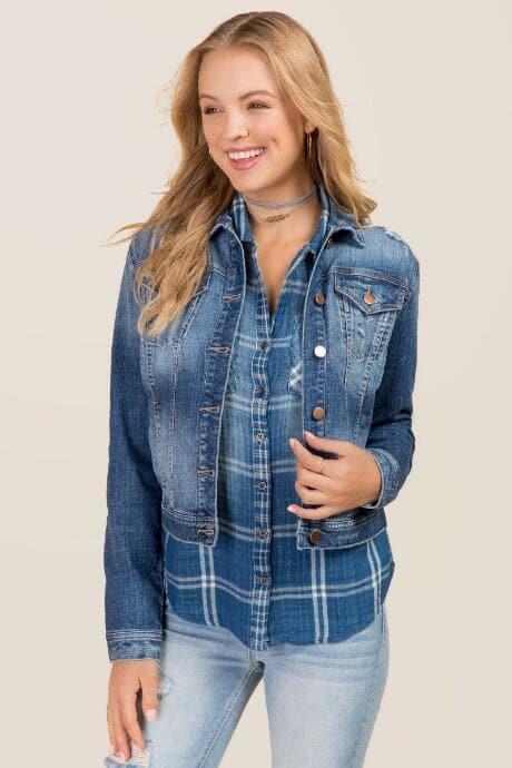 Mi Ami Fifer Destructed Denim Jacket - Medium Wash
