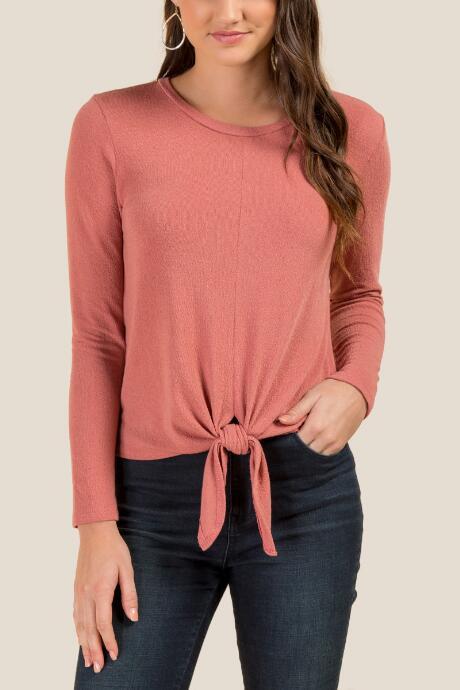Francesca Inchess Lucy Tie Front Crew Neck - Rose