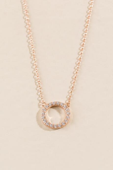 Francesca's Emilia Crystal Circle Pendant - Rose/gold