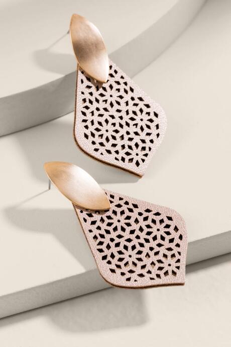 Francesca's Brandi Leather Cut Out Earrings - Gold