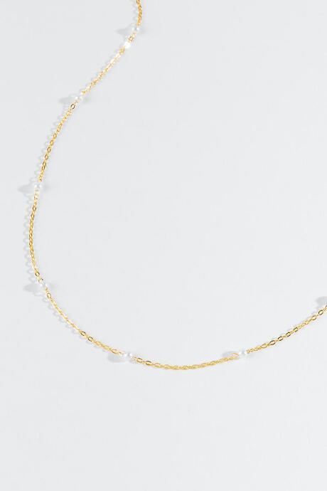 Francesca's Valery Pearl Station Necklace - Gold