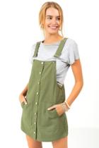 Francesca's Addison Button Overalls - Deep Moss