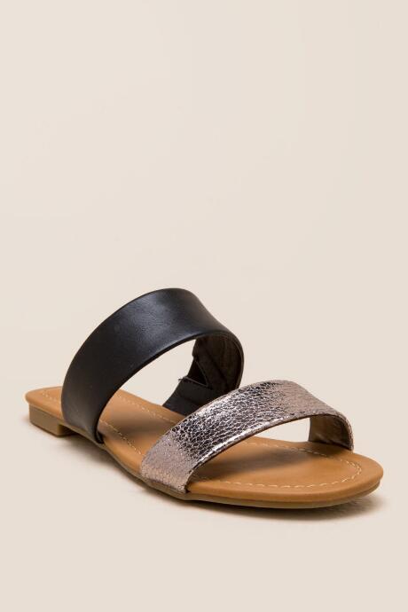 Mari A Mara Two Tone Metallic Slide - Black