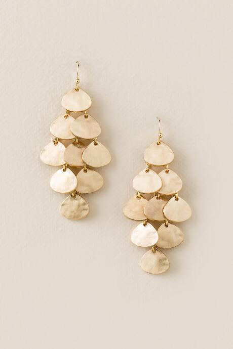 Francesca's Leda Hammered Metal Kite Earring - Gold