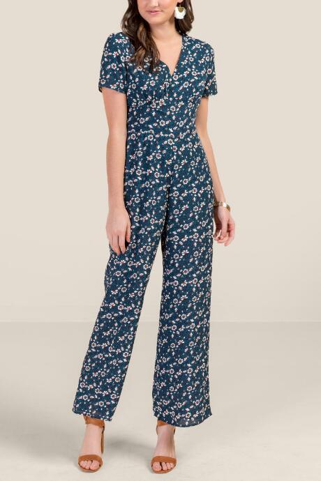 Francesca's Adeline Floral Jumpsuit - Pine