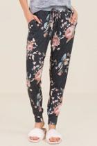 Mi Ami Whit Floral French Terry Joggers - Navy