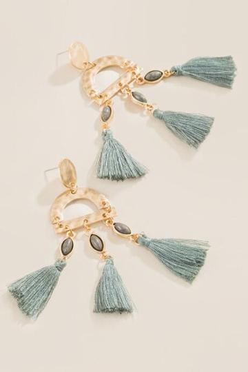 Francesca's Olivine Tassel Earrings - Olive