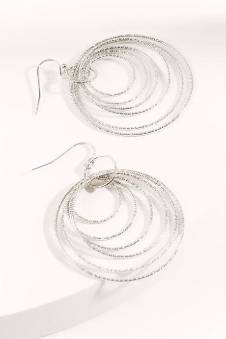 Francesca's Amara Textured Open Circle Drop Earrings - Silver