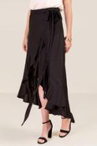 Francesca's Liza Tie Waist Wrap Skirt - Black