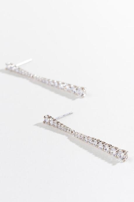 Francesca's Elena Cz Linear Earrings - Crystal