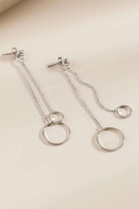 Francesca's Vinnie Cubic Zirconia Chain Drop Earrings In Rose Gold - Silver