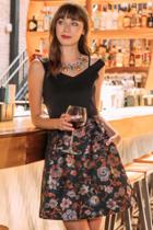 Francescas Debrah Off Shoulder Brocade A-line Dress - Black