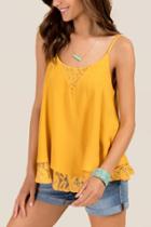 Francesca Inchess Miranda Double Laired Lace Tank Top - Marigold