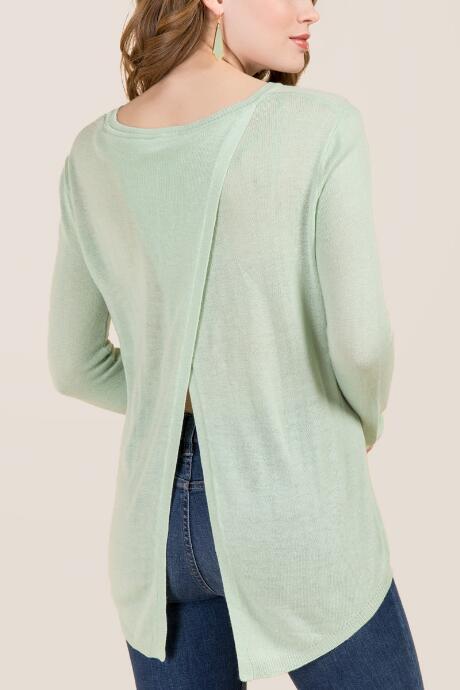 Blue Rain Deborah Open Back Pullover Sweater - Mint