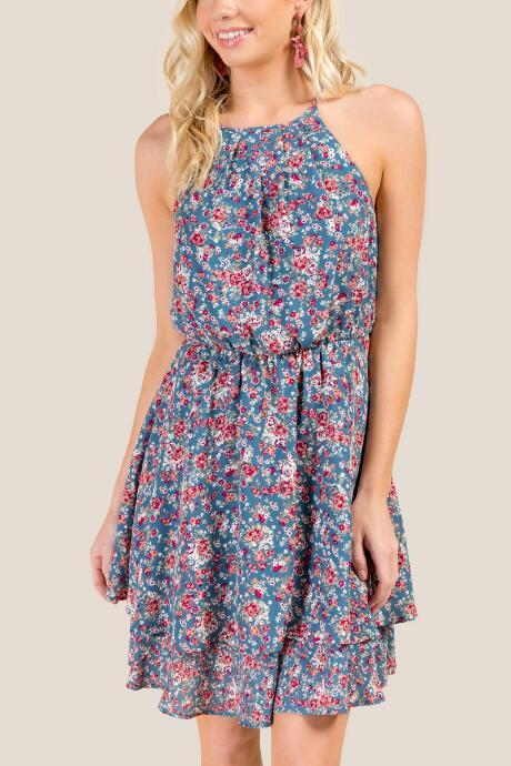 Francesca's Zaira High Neck Dress - Dark Teal