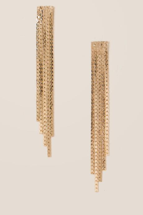 Francesca's Ambrosia Metal Fringe Drop Earring - Gold