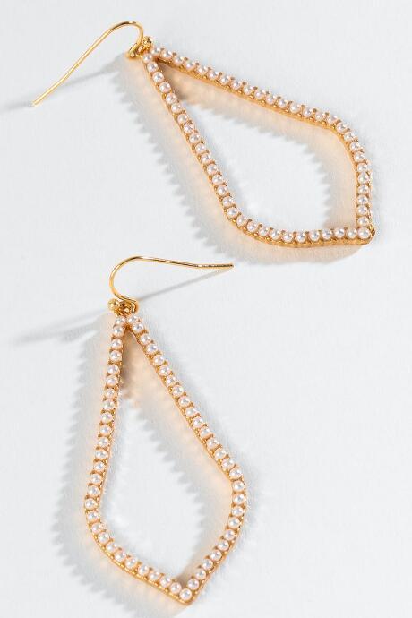 Francesca's Ruby Pearl Diamond Drop Earrings - Pearl