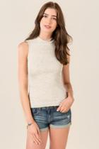 Mi Ami Tia Solid Ribbed Tank - Heather Oat