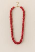 Francesca's Lorenza Beaded Necklace In Red - Red