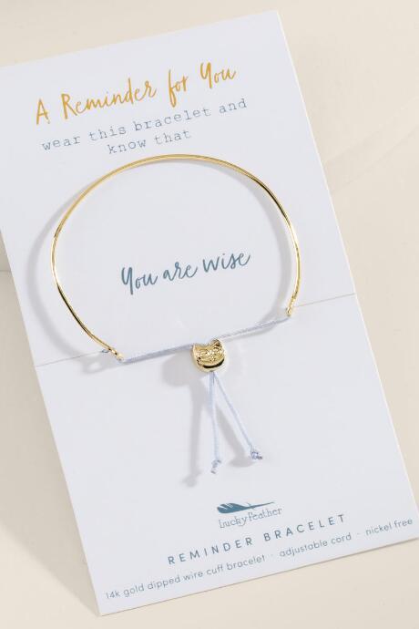 Lucky Feather Wise Reminder Bracelet - Gold