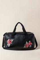 Francesca's Alice Embroidered Rose Weekender Bag - Black