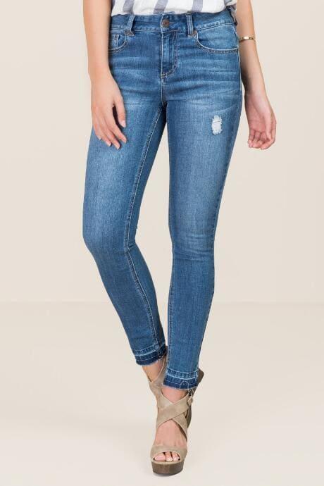 Harper Mid Rise Release Hem Jeans - Medium Wash