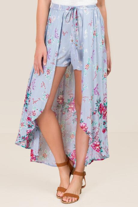 Blue Rain Cameran Floral Maxi Walk Through Skirt - Oxford Blue