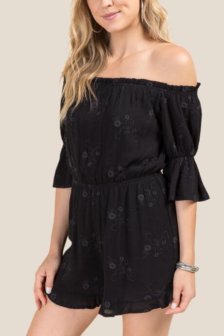 Francesca Inchess Adrien Off The Shoulder Romper - Black