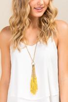 Francesca's Julia Tassel Necklace In Yellow - Yellow