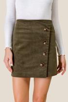 Francesca's Elin Corduroy Button Front Skirt - Deep Moss