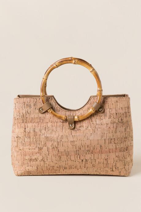 Francesca's Narelle Bamboo Handle Satchel - Natural