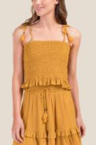 Francesca's Kya Smocked Ruffle Top - Mustard