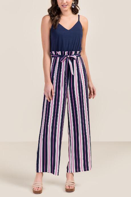 Francesca's Annie Paperbag Waist Jumpsuit - Navy