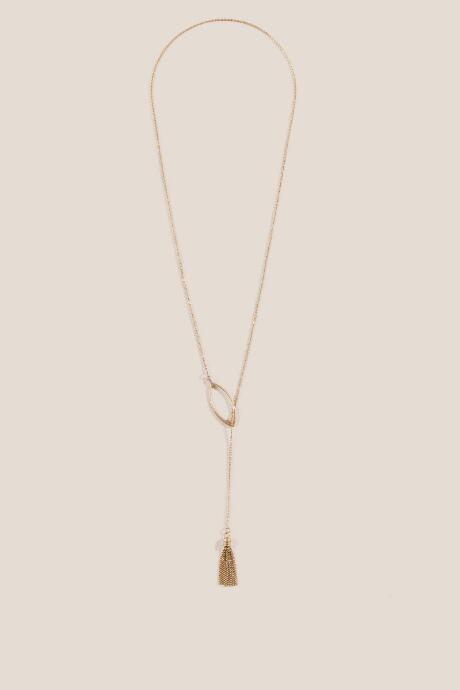Francesca's Shayla Metal Tassel Y Necklace - Gold