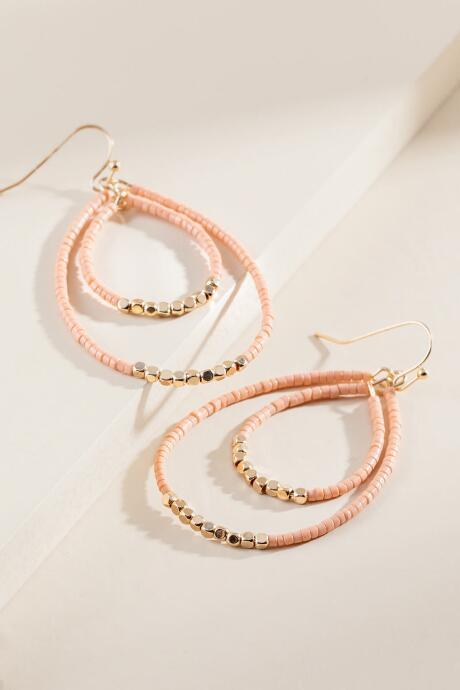 Francesca's Rainah Beaded Teardrop Earrings - Coral
