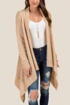Francesca's Jessica Cable Knit Boucle Cardigan - Taupe