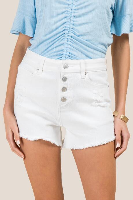 Francesca Inchess Shay Destructed High Rise Jean Shorts - White