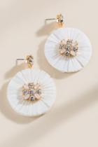 Francesca's Gabrielle Fabric Circle Drop Earrings - Ivory