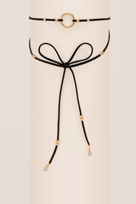 Francesca's Isabel Suede Tie Choker - Black