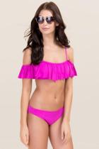 Francesca's Plumeria Hipster Swimsuit Bottom - Purple