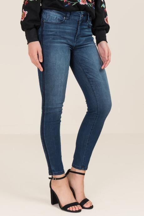 Harper Mid Rise Contrast Shadow Jeans - Dark