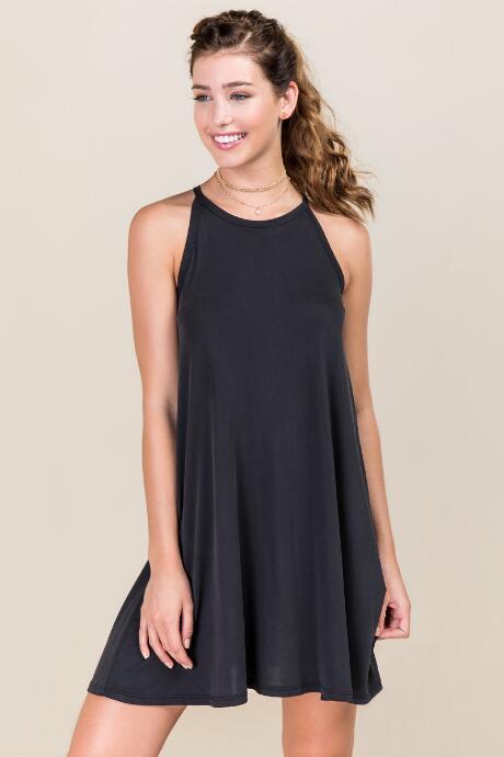 Alya Natassia Cupro Tank Dress - Black