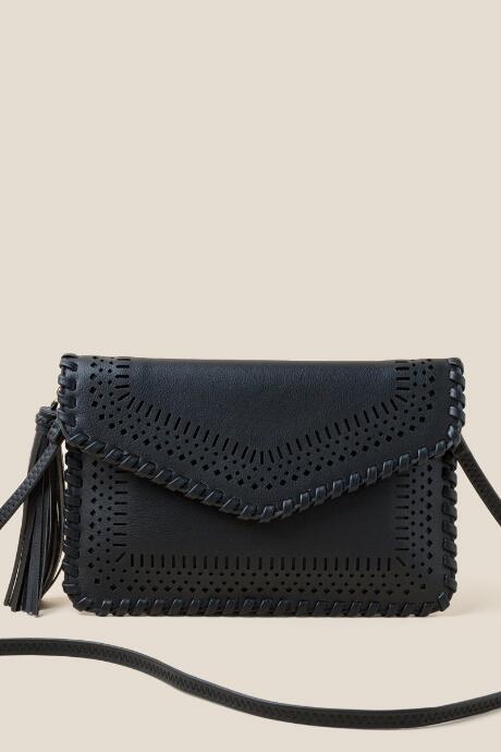 Francesca's Kiki Perforated Envelope Crossbody - Black