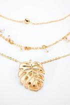 Francesca's Janelle Leaf Pendant Layer Necklace - Gold